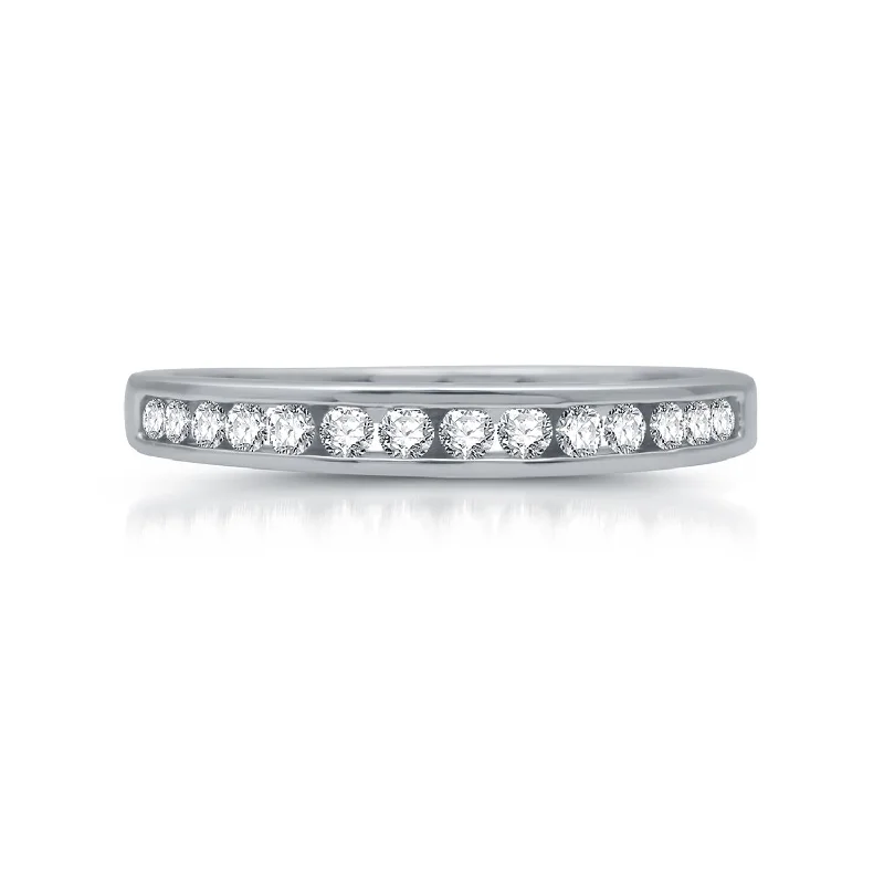 women's engagement rings with side diamonds -1/4 CTW Diamond Anniversary Ring in 10KT White Gold