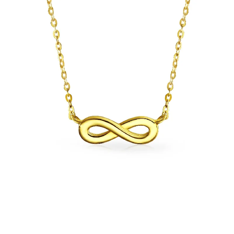 women's necklaces with modern style -Delicate Eternity Figure Eight Love Knot 14K Gold Infinity Pendant Necklace