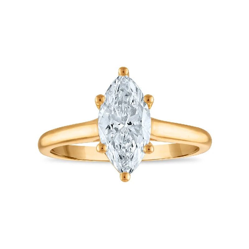 women's engagement rings with multi-stone setting -Red Hot Deal 1-1/2 CTW Marquise Lab Grown Diamond Solitaire Ring in 14KT Gold