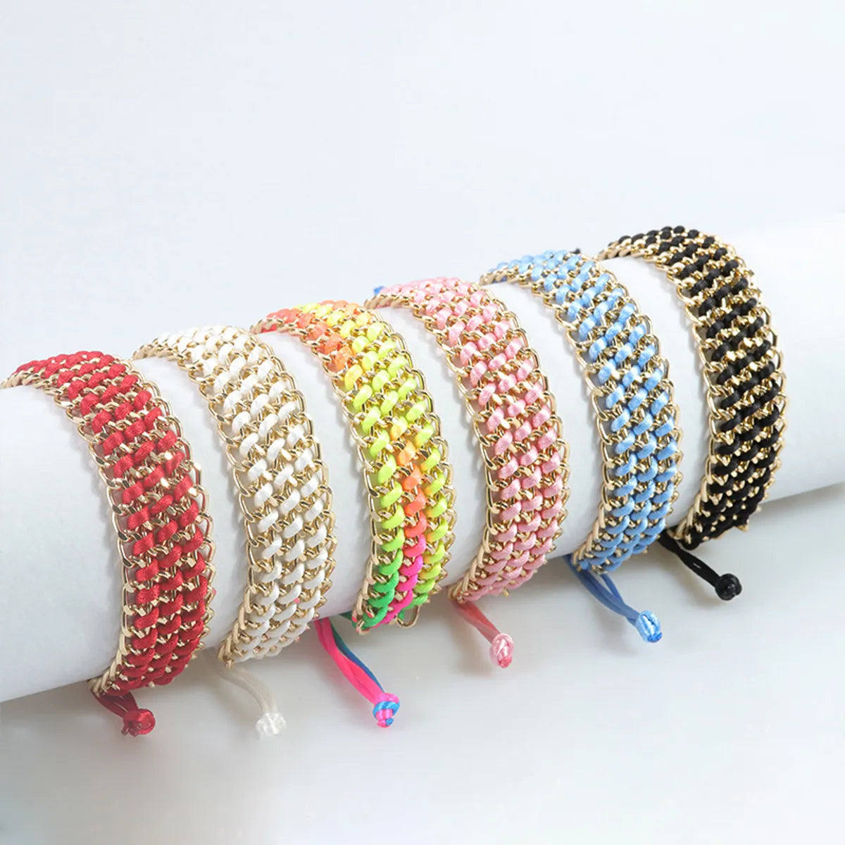 women's bracelets with hammered metal -Simple Style Solid Color Alloy Knitting Unisex Bracelets