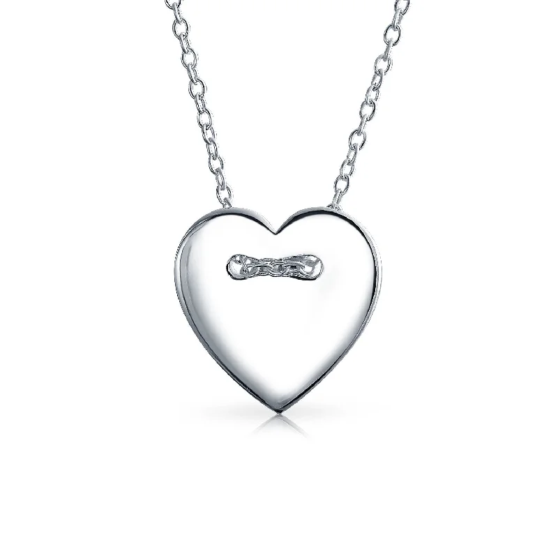 women's necklaces with colored stones -Heart Shape Slide Pendant Alphabet Initial Sterling Silver Necklace