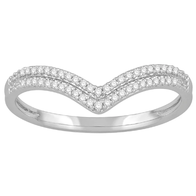 women's engagement rings with art deco style -1/10 CTW Diamond Tiara Crown Ring in 10KT White Gold