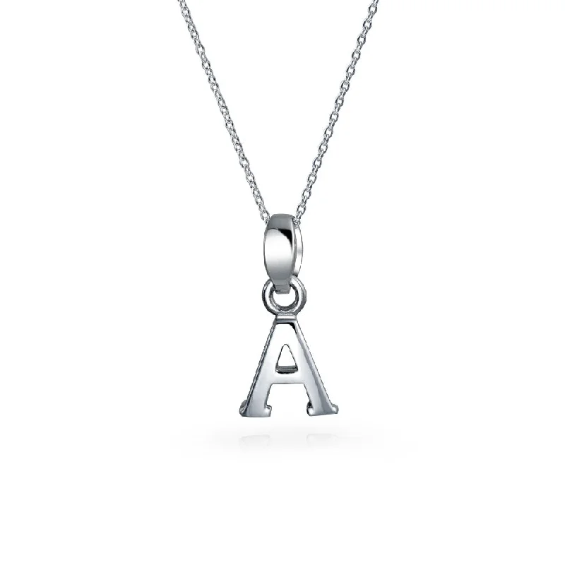 women's necklaces with infinity design -ABC Block Letter Initial Pendant Necklace in Sterling Silver A-Z Alphabet