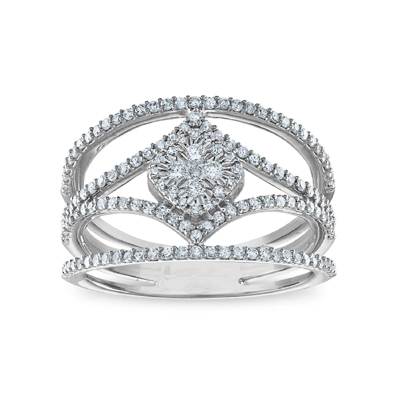 women's engagement rings with radiant-cut diamond -5/8 CTW Diamond Fashion Ring in 10KT White Gold