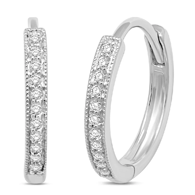 women's earrings with luxury accents -14K White Gold  1/10 Ct.Tw.Diamond Stackable Earrings