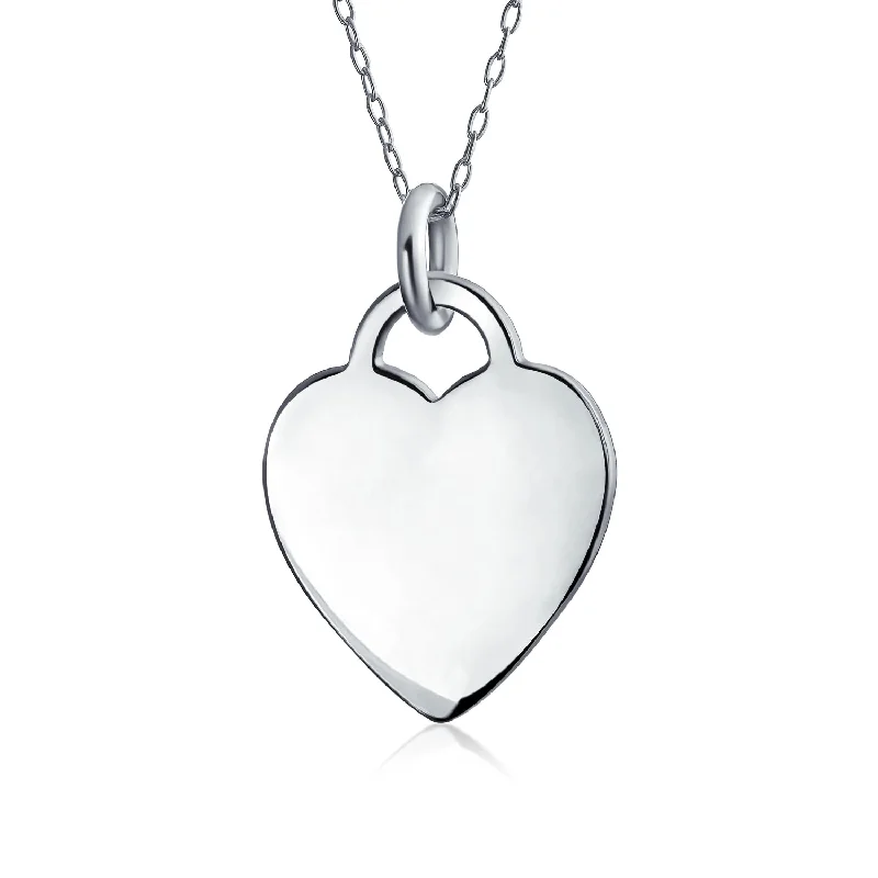 women's necklaces with vintage style -Minimalist Heart Shape Sterling Silver Pendant Necklace - Medium Size