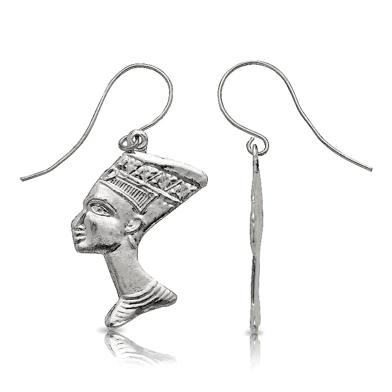 women's earrings with layered look -Queen Nefertiti  .925 Sterling Silver Earrings