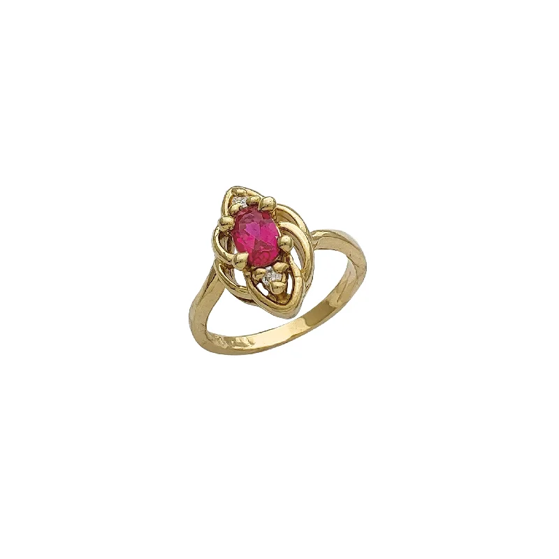 women's rings with tapered band -Red Zirconia Fancy Lady Ring (14K)