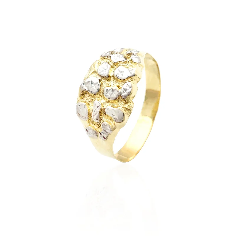 women's rings with smooth finish -Two-Tone Nugget Ring (10K)