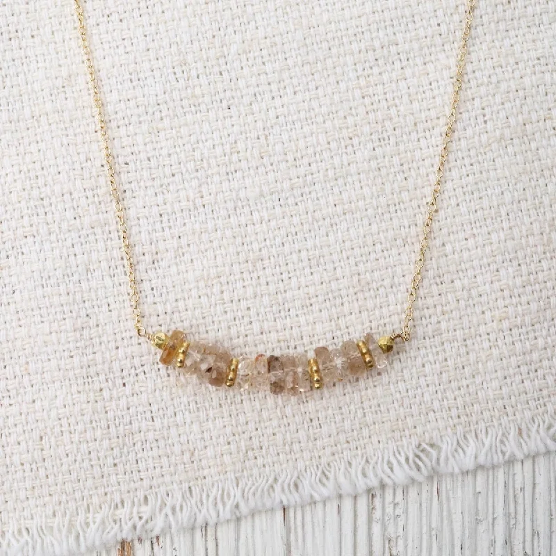 women's necklaces with bold gemstone -Imperial Topaz with Vermeil Spacers on Gold Fill Necklace