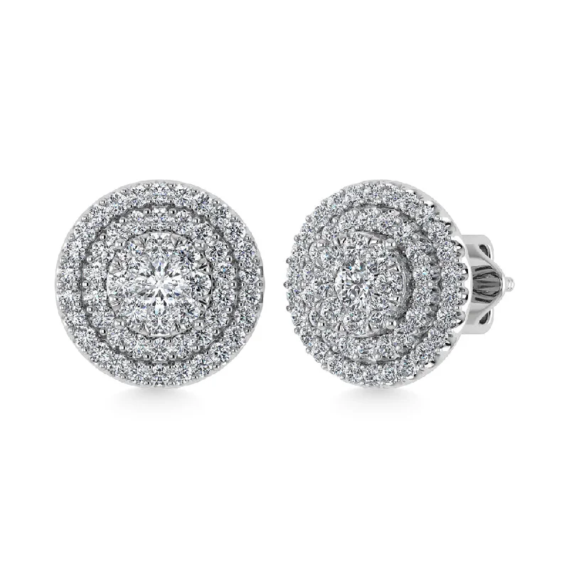 women's earrings with clean lines -Diamond 7/8 Ct.Tw. Fashion Earrings in 10K White Gold