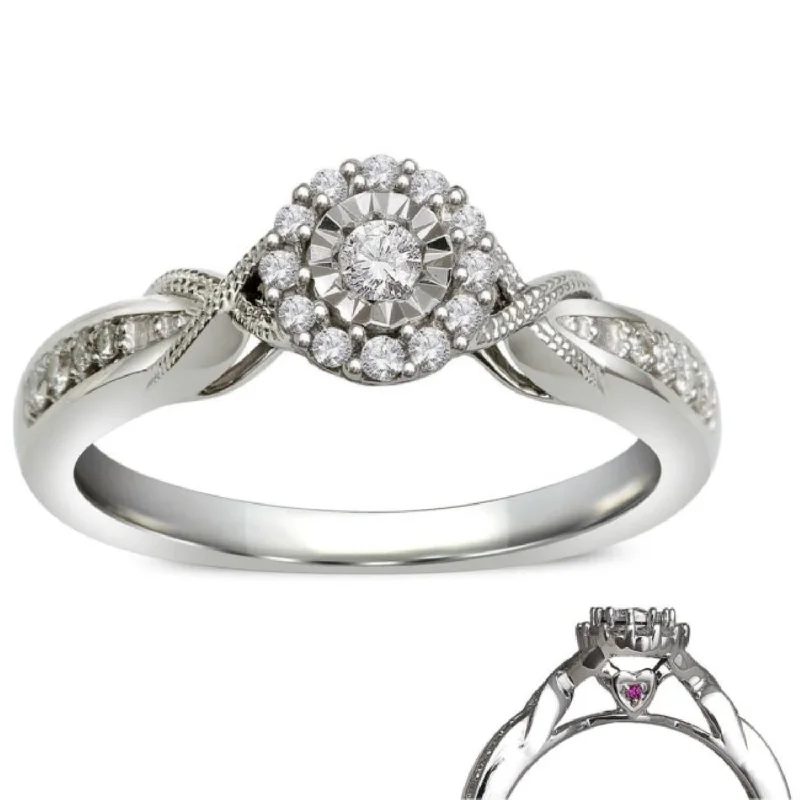 women's engagement rings with delicate pave -LoveSong 1/5 CTW Diamond Promise Ring in Sterling Silver