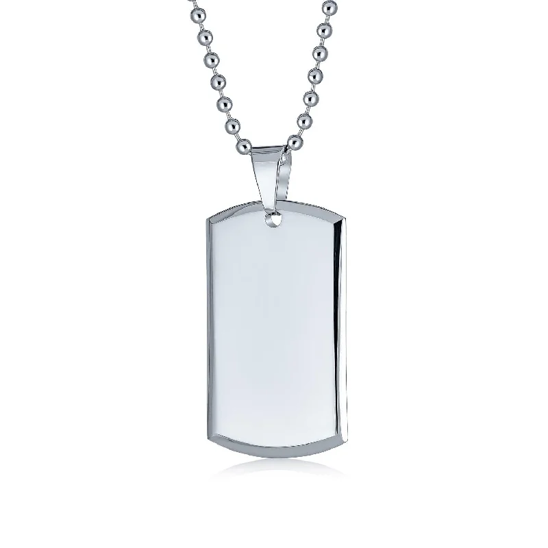 women's necklaces with smooth finish -Men's Military Dog Tag Pendant Necklace Silver Tone Stainless Steel 24" Chain