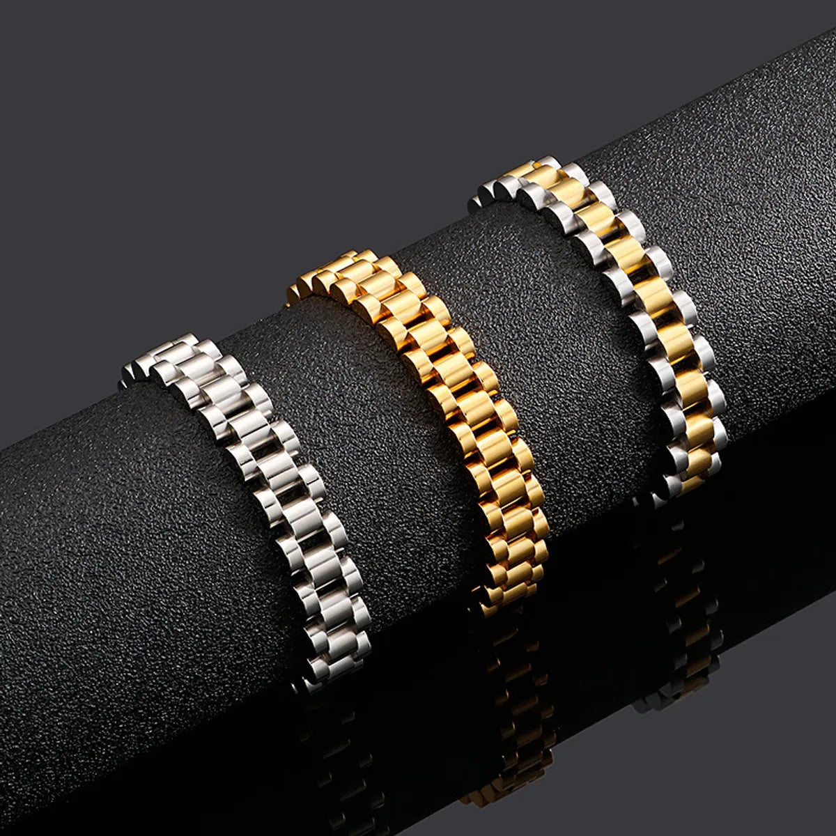 women's bracelets with delicate stone accents -Titanium Steel Simple Style Geometric Plating Rings Bracelets