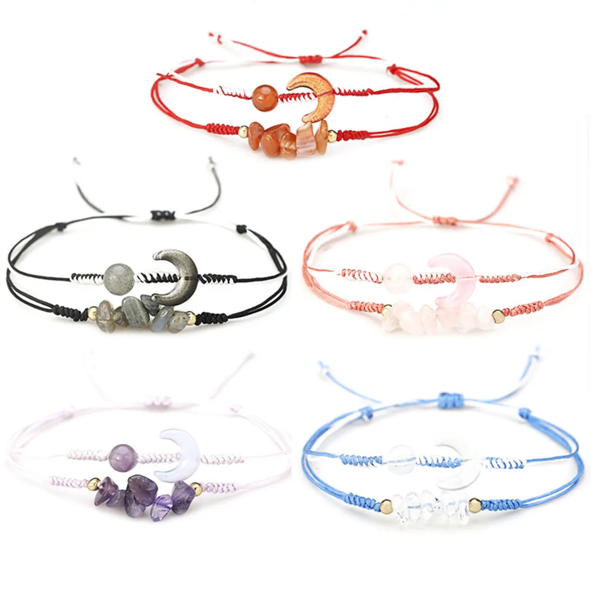 women's bracelets with elegant finish -Simple Style Geometric Moon Stone Rope Wholesale Bracelets