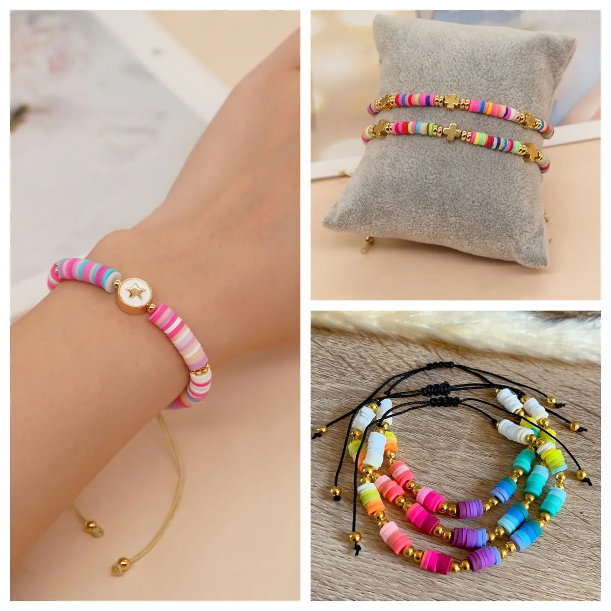 women's bracelets with delicate beading -Modern Style Pentagram Eye Soft Clay Beaded Braid Women's Bracelets