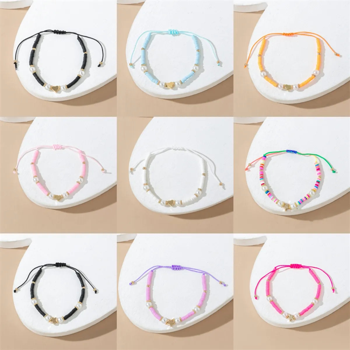 women's bracelets with bangle style -Casual Simple Style Star Heart Shape Soft Clay Beaded Women's Bracelets