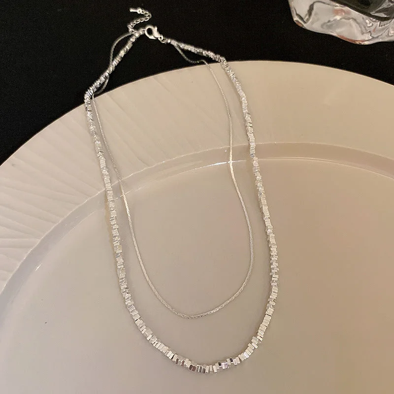 Silver-Silver Double-Layer Necklace