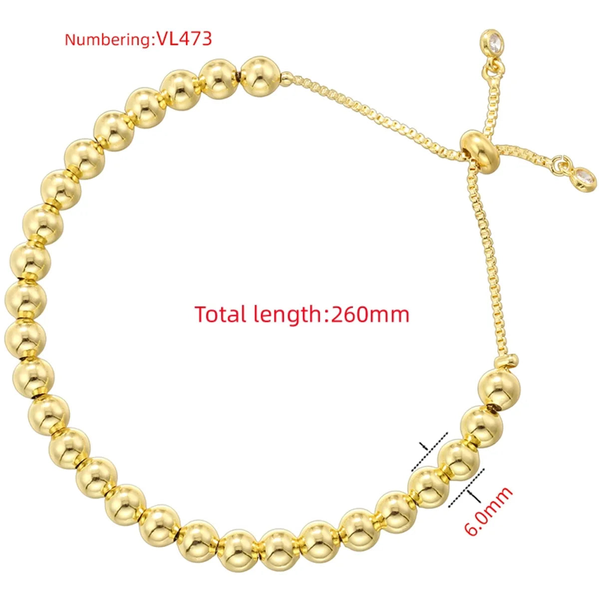 Vl473 Gold 6mm Pull Bracelet