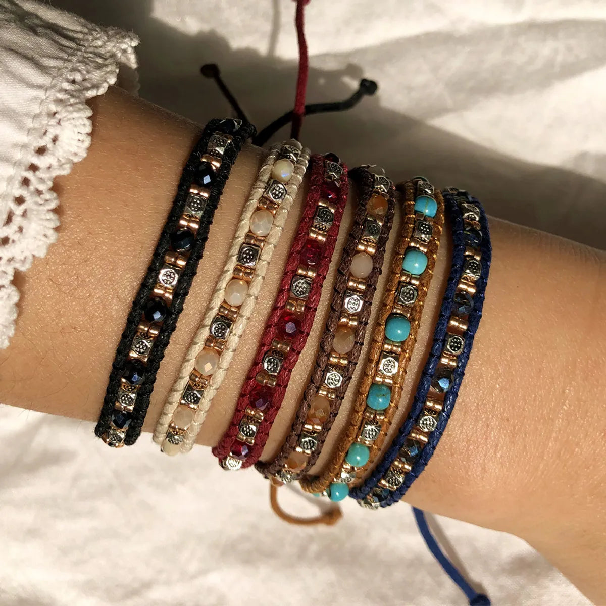 women's bracelets with luxury plating -Ethnic Style Round Alloy Seed Bead Rope Knitting Women's Bracelets 1 Piece