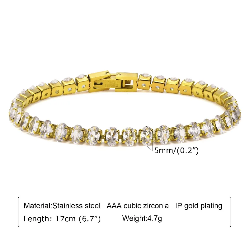 White Zircon Bracelet 17cm Long