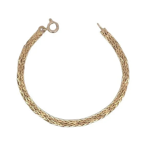 women's bracelets with enamel accents -Estate 14k Gold Flat Link Woven Bracelet