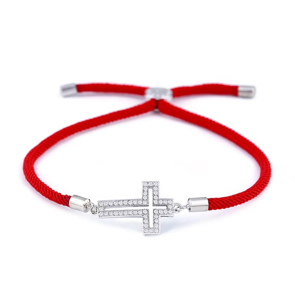 women's bracelets with enamel accents -Copper Korea Cross Bracelet  (red Rope Cross)  Fine Jewelry Nhas0428-red-rope-cross