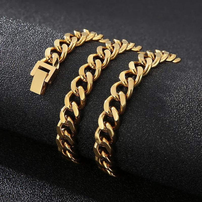 women's bracelets with clasp design -Hip-Hop Retro Solid Color Titanium Steel 18K Gold Plated Men'S Bracelets Necklace