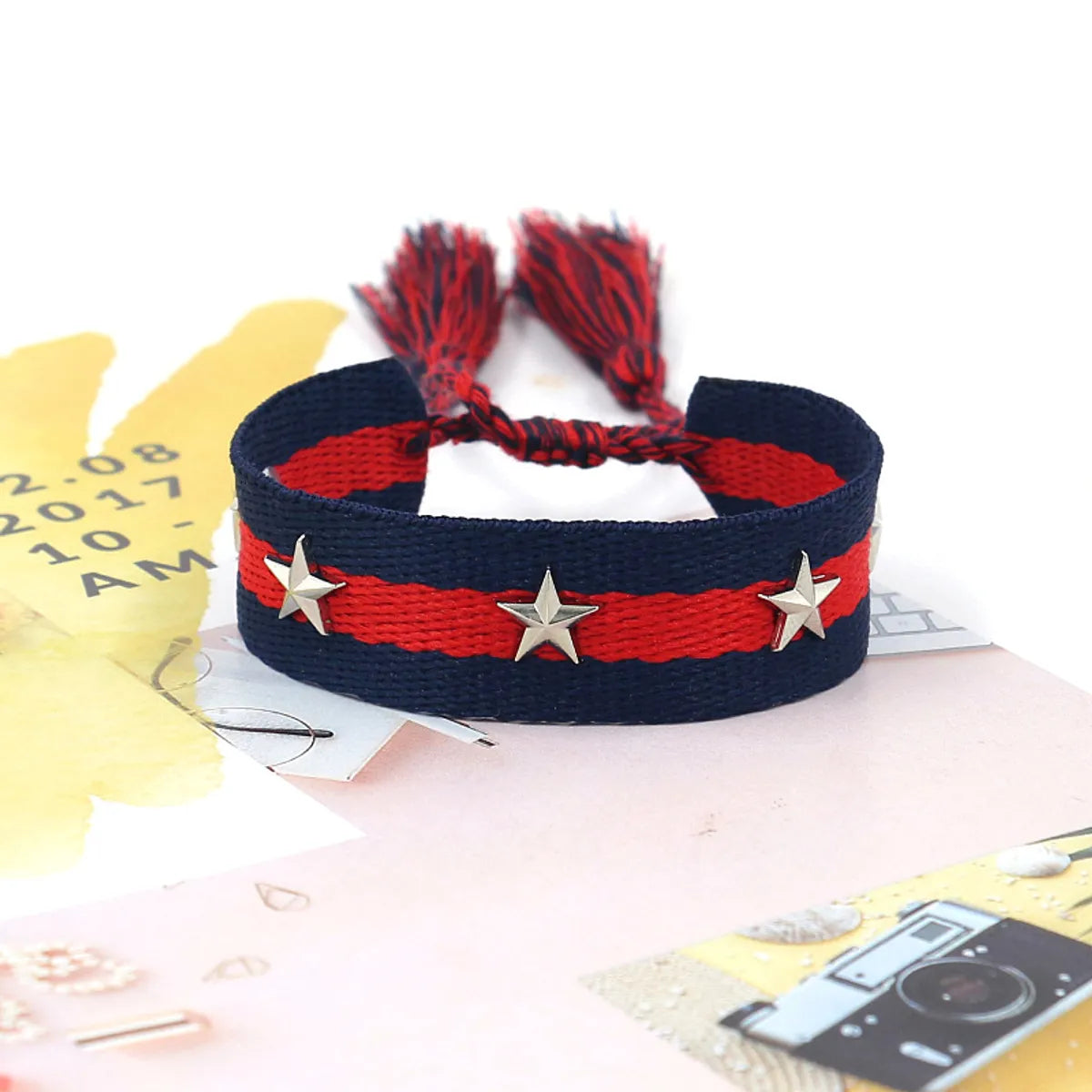 women's bracelets silver -1 Piece Retro Star Stripe Alloy Polyester Unisex Bracelets