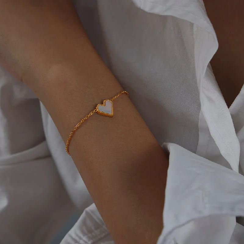 E477-Gold White Seashell Bracelet-15+5cm