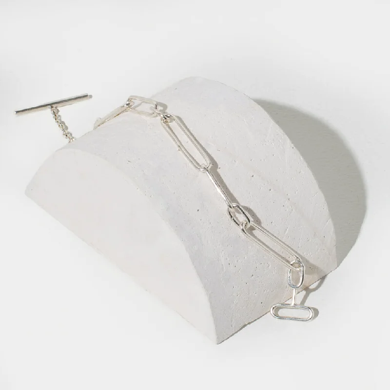 women's bracelets with delicate stone accents -Loop Link Bracelet - Sterling Silver