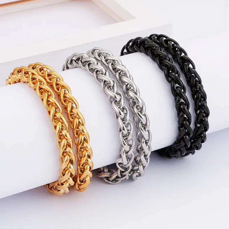 women's bracelets with intricate details -Hip-Hop Punk Geometric Titanium Steel Plating Chain 18K Gold Plated Men'S Bracelets