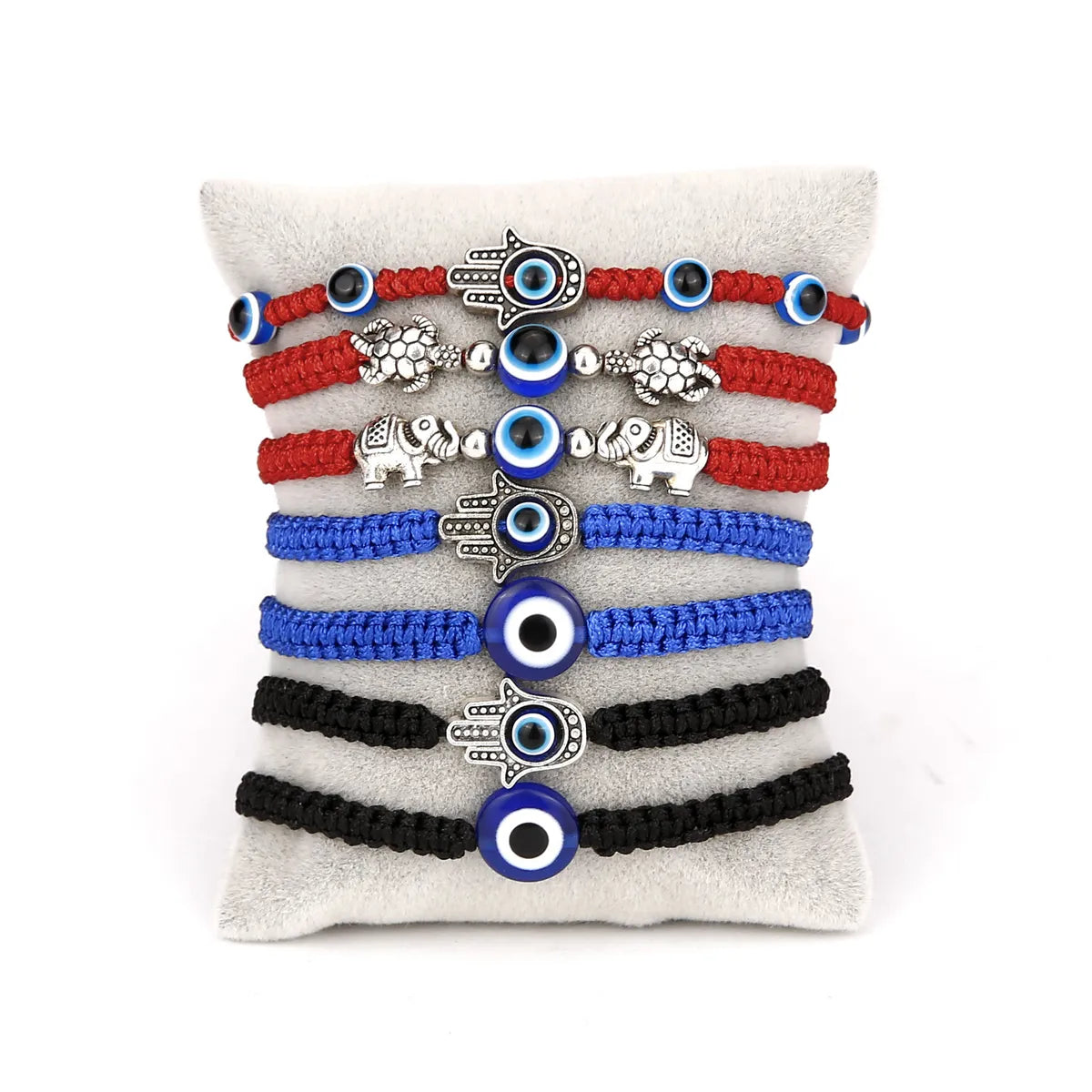 women's bracelets with gemstone pendants -Vintage Evil Eye Palm Blue Eye Evil Eye Red Rope Woven Adjustable Bracelet