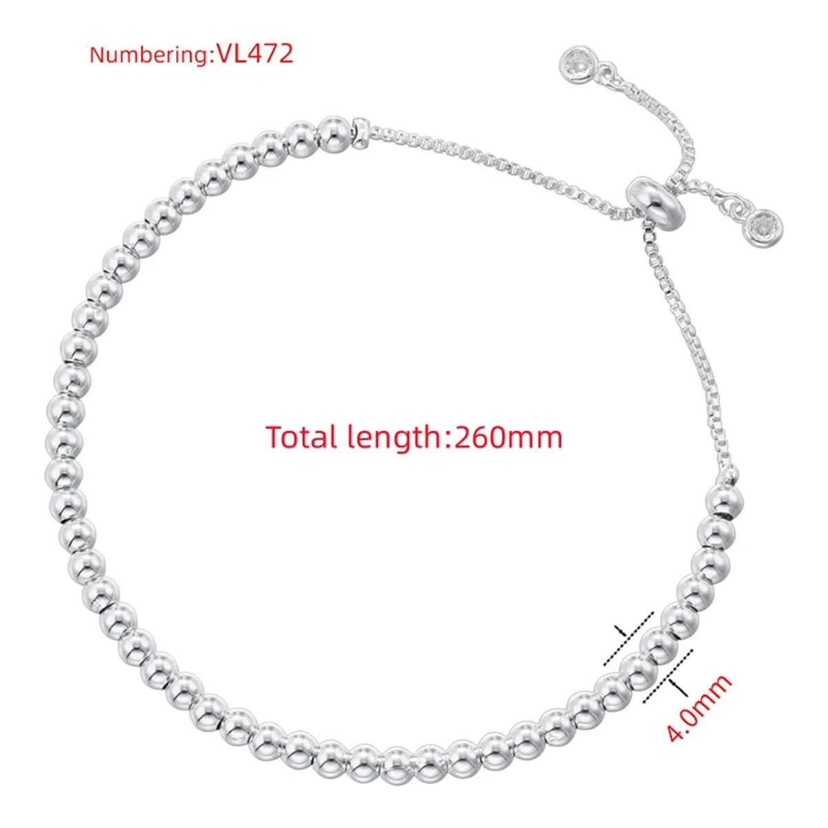 Vl472 White Gold Color 4mm Pull Bracelet