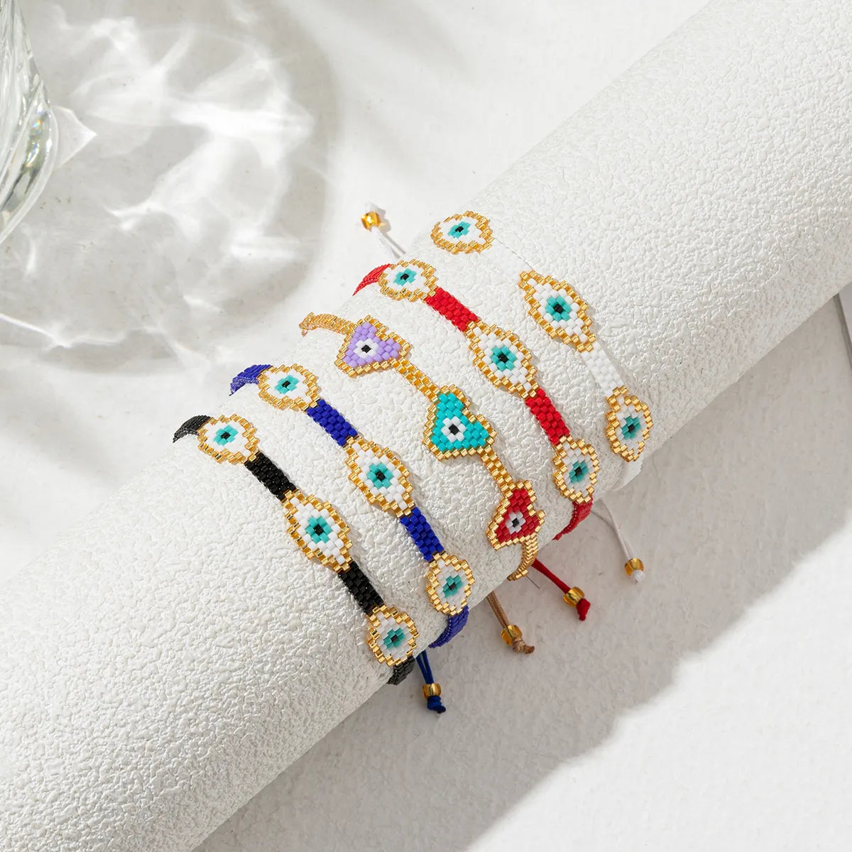 women's bracelets with minimalist gold -Ethnic Style Heart Shape Eye Glass Handmade Women'S Bracelets