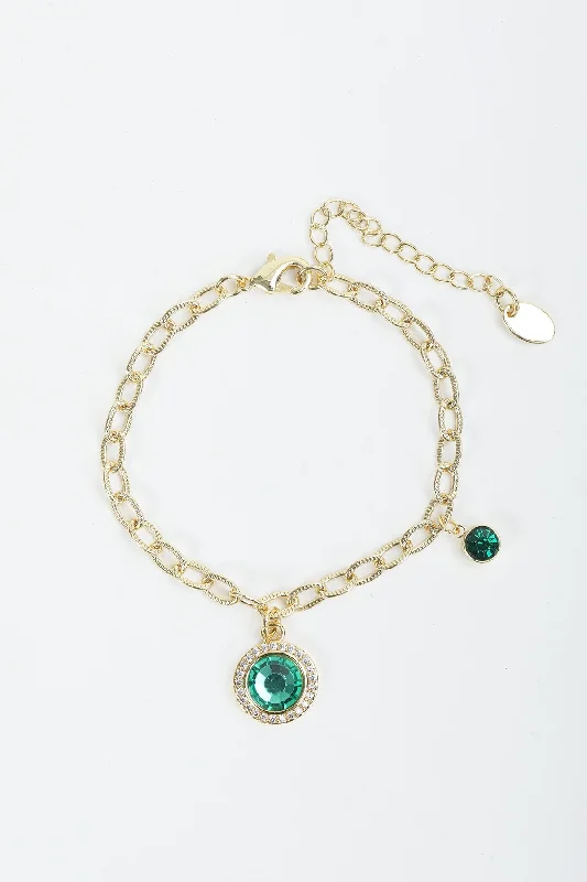 women's bracelets with oval shape -May Birthstone Charm Bracelet