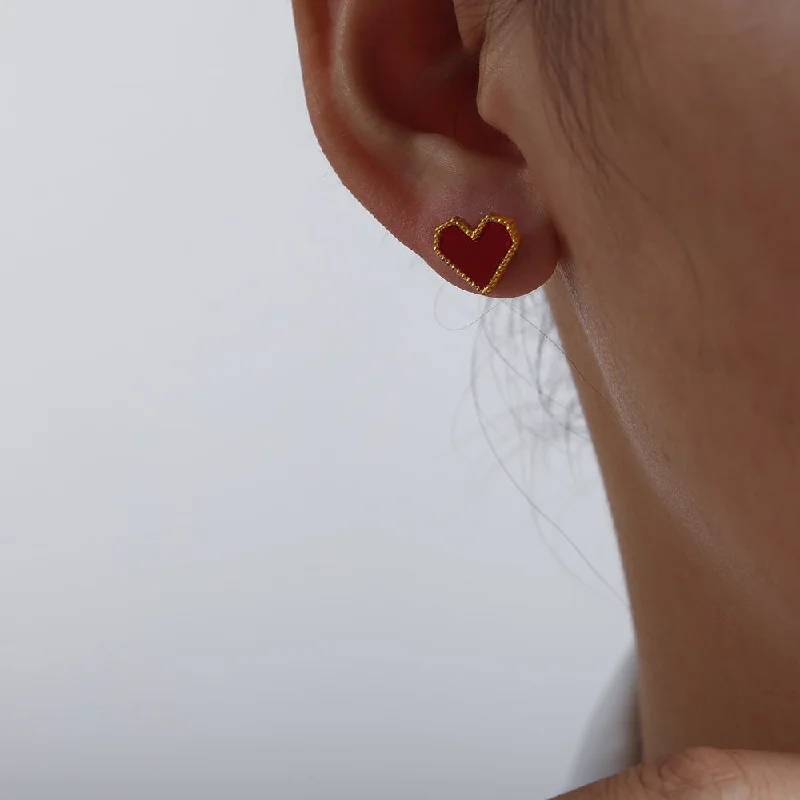 F955-Gold Red Acrylic Earrings