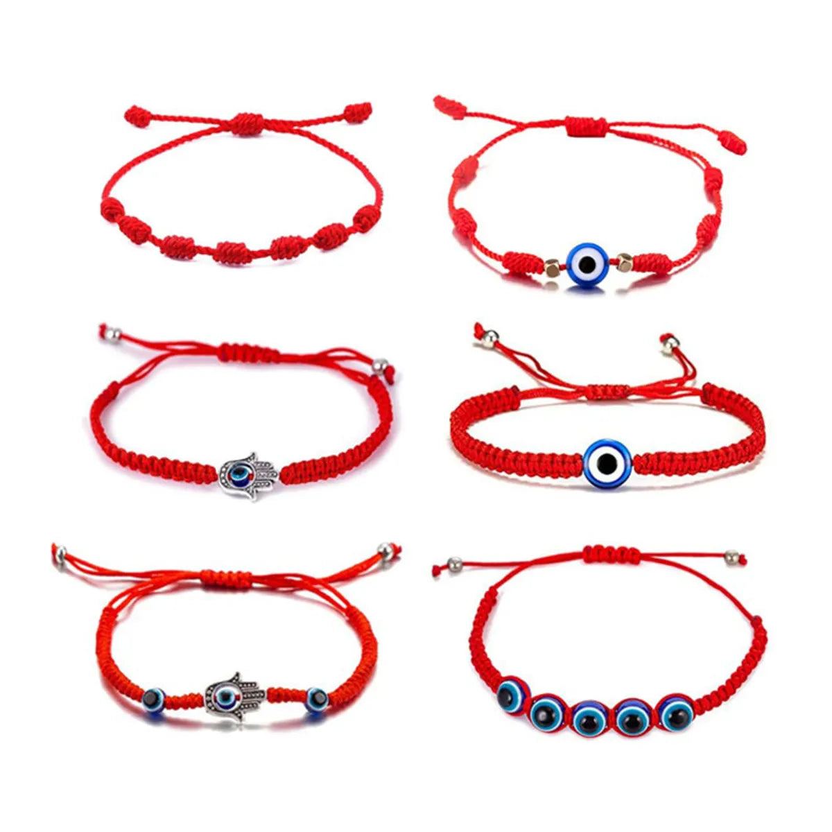 women's bracelets with cubic zirconia -Simple Style Devil'S Eye Palm Glass Rope Unisex Bracelets