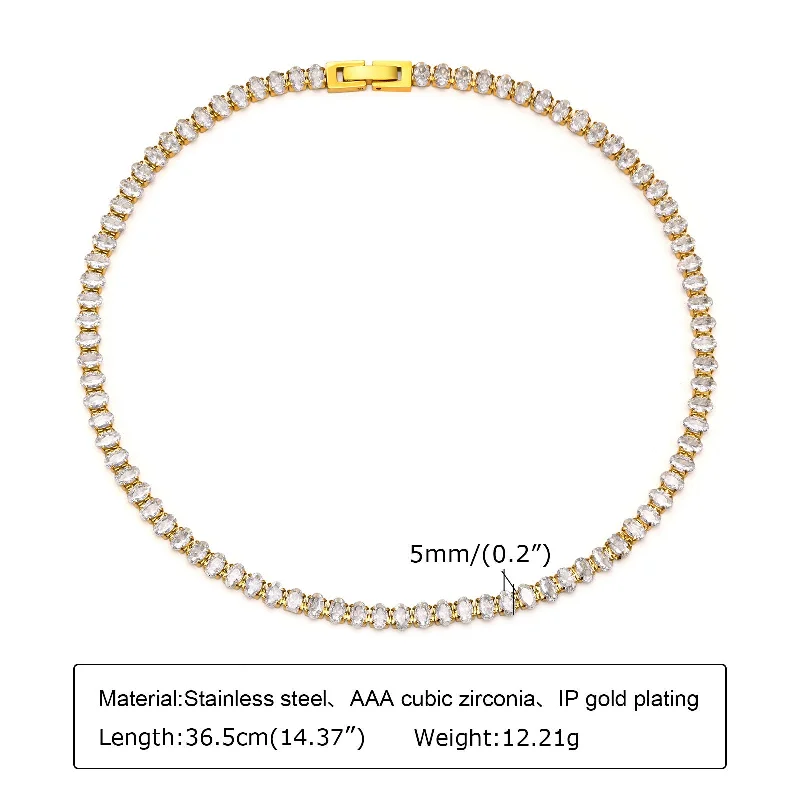 White Zircon Necklace 36.5cm Long