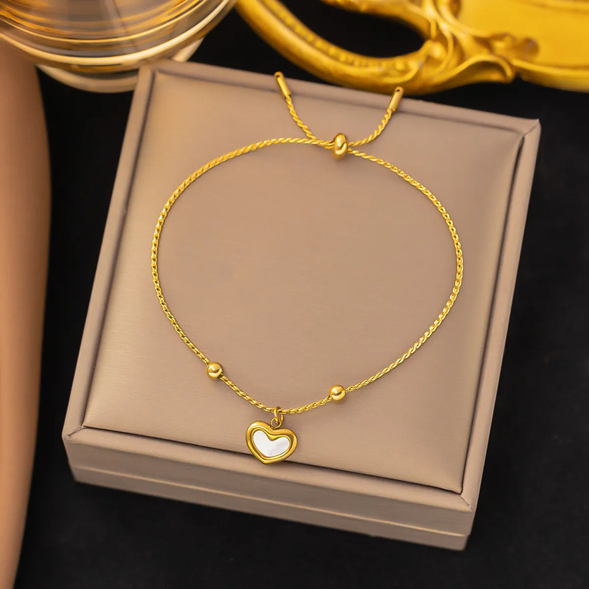 women's bracelets with custom engraving -304 Stainless Steel 18K Gold Plated Classic Style Plating Heart Shape Acrylic Bracelets Earrings Necklace