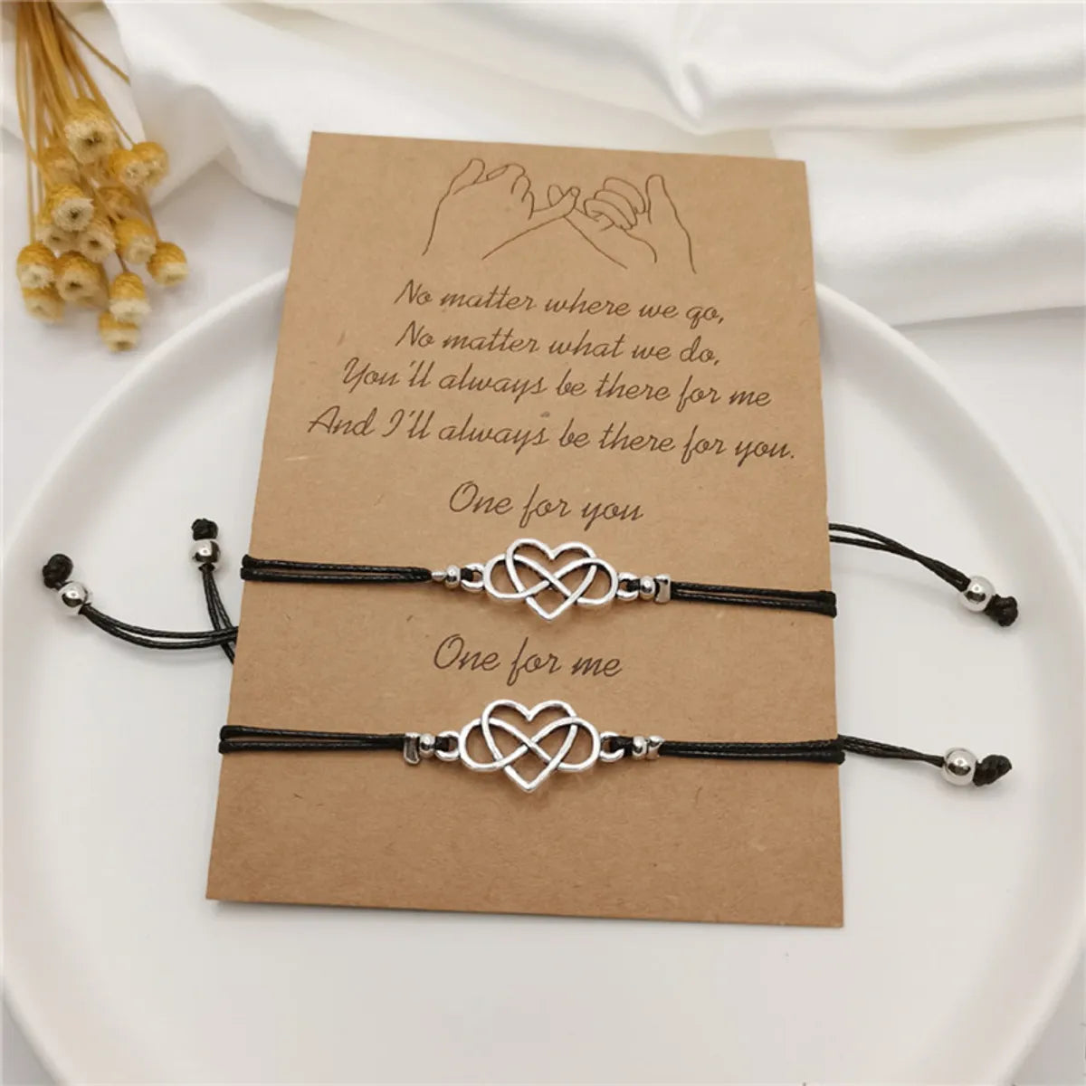 8-Word Heart Wax Line Card Bracelet