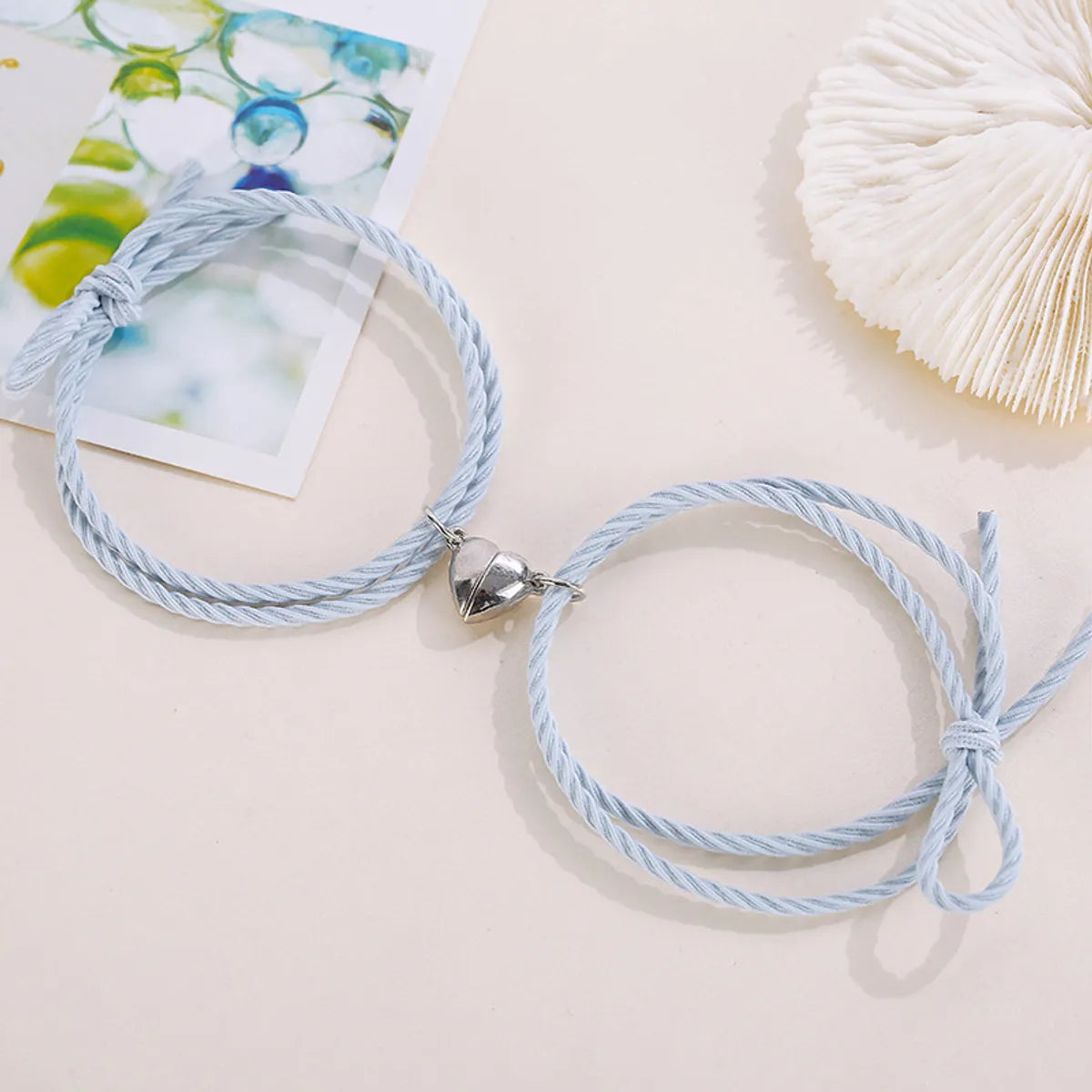 Rubber Band Love Magnet Light Blue Pair