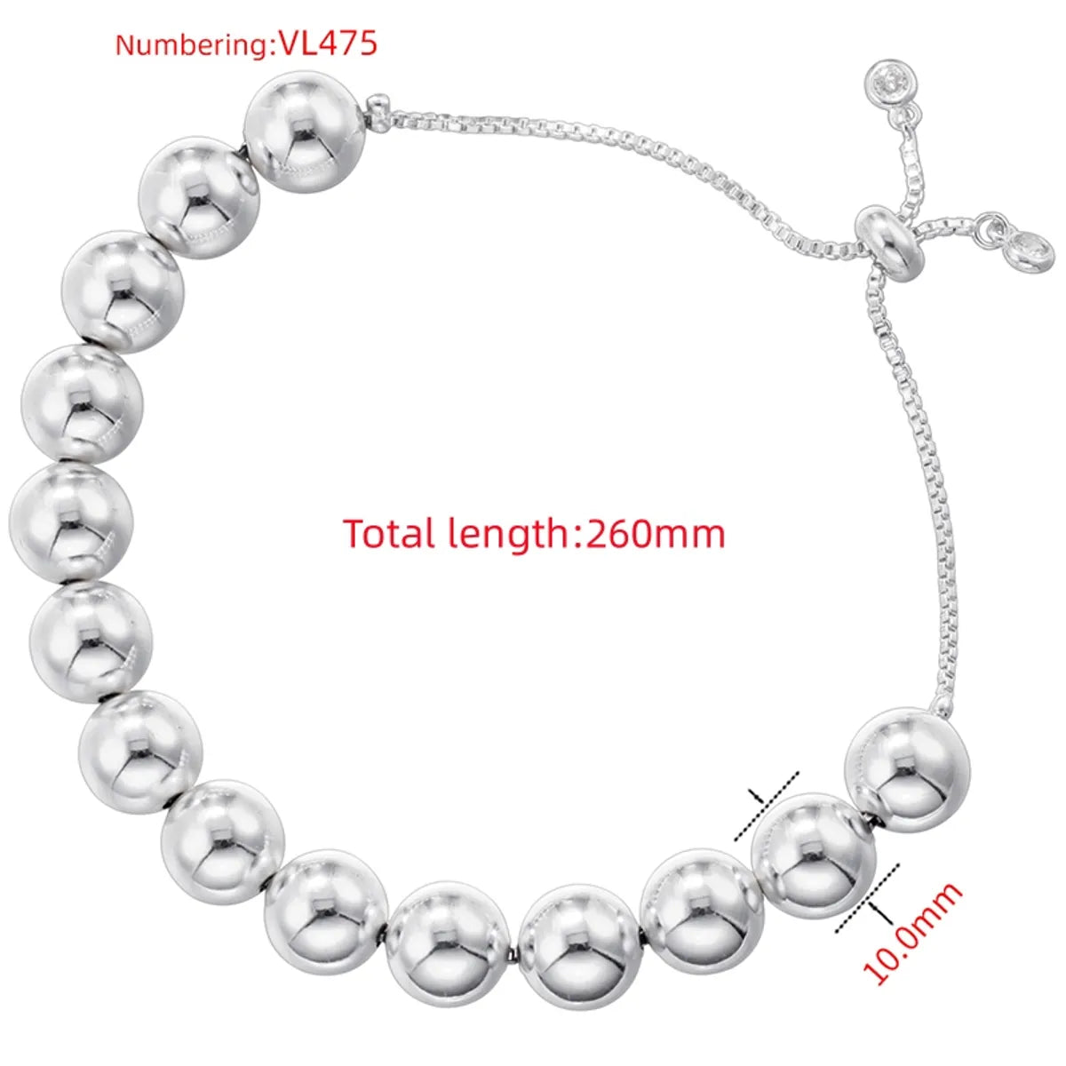 Vl475 White Gold Color 10mm Pull Bracelet