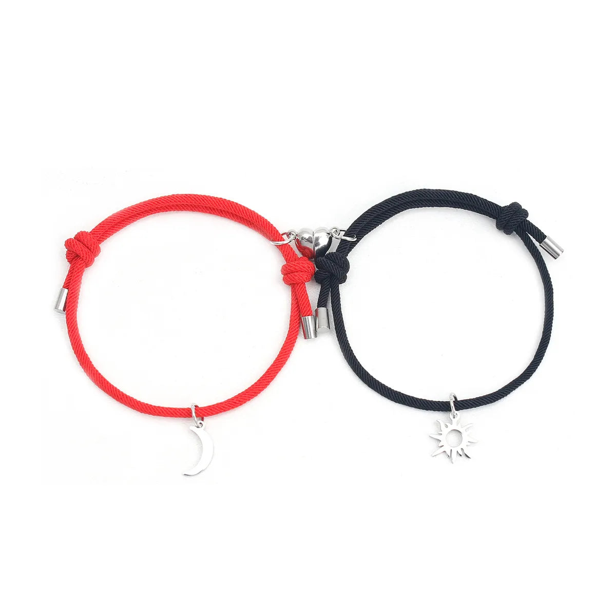 Love Magnet Sun Moon Bracelet Black and Red Pair