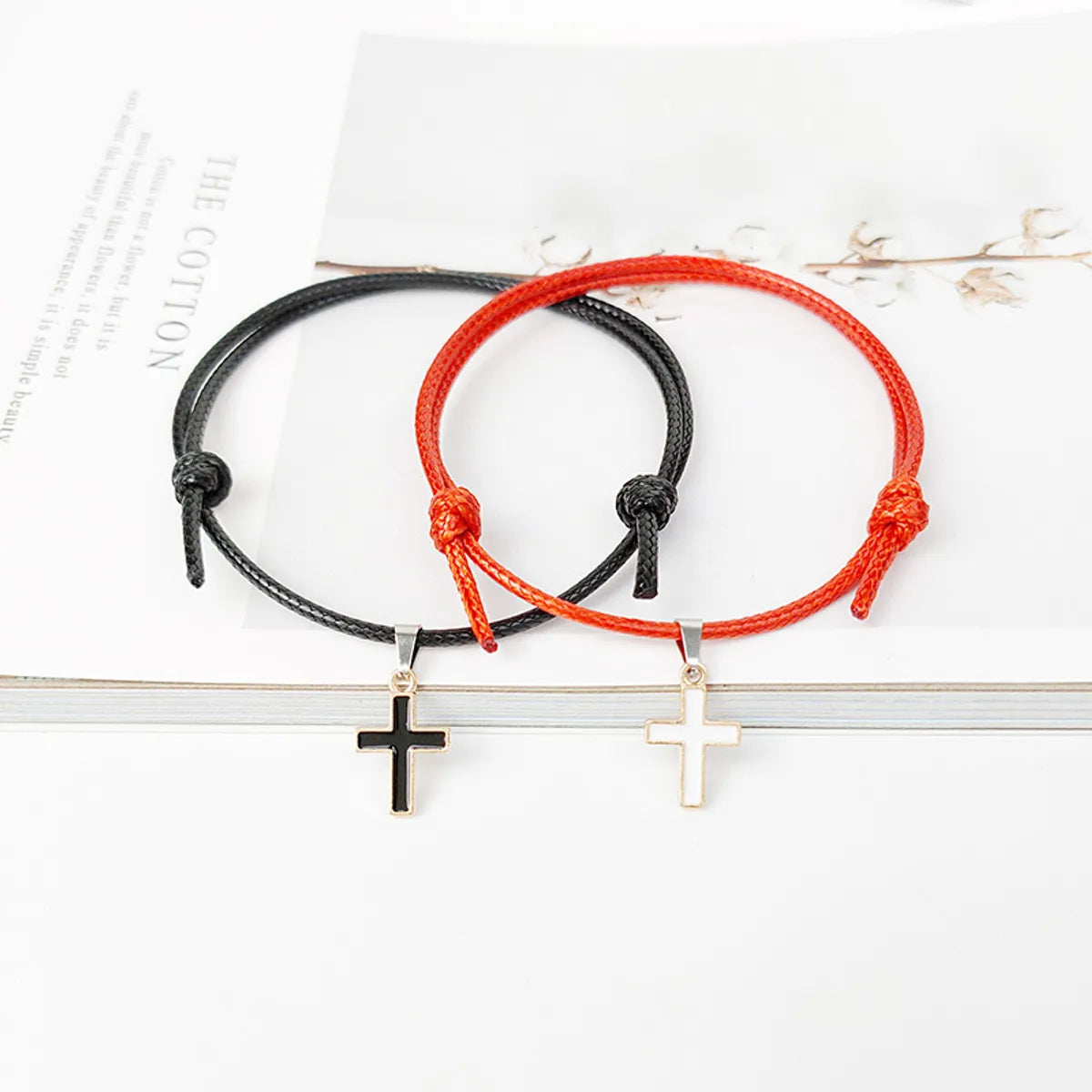 Wax Rope Cross Black and Red Pair