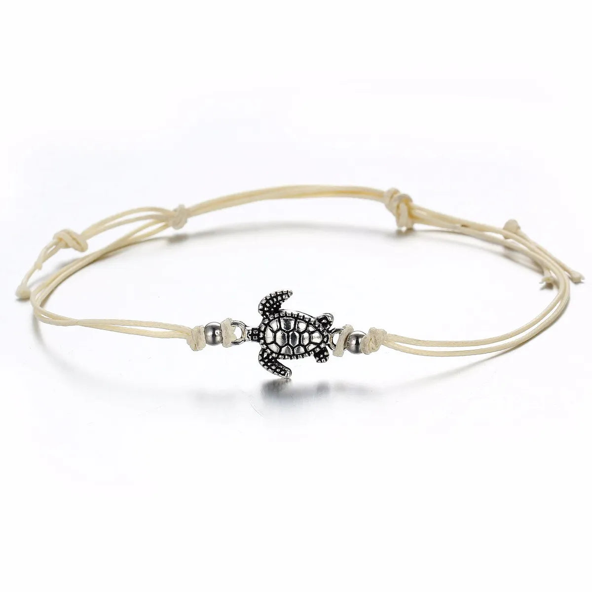 women's bracelets with woven design -Cross-Border New Arrival Vintage Wax Rope Turtle Anklet Bracelet Antique Silver Three-Color  Anklet Wholesale