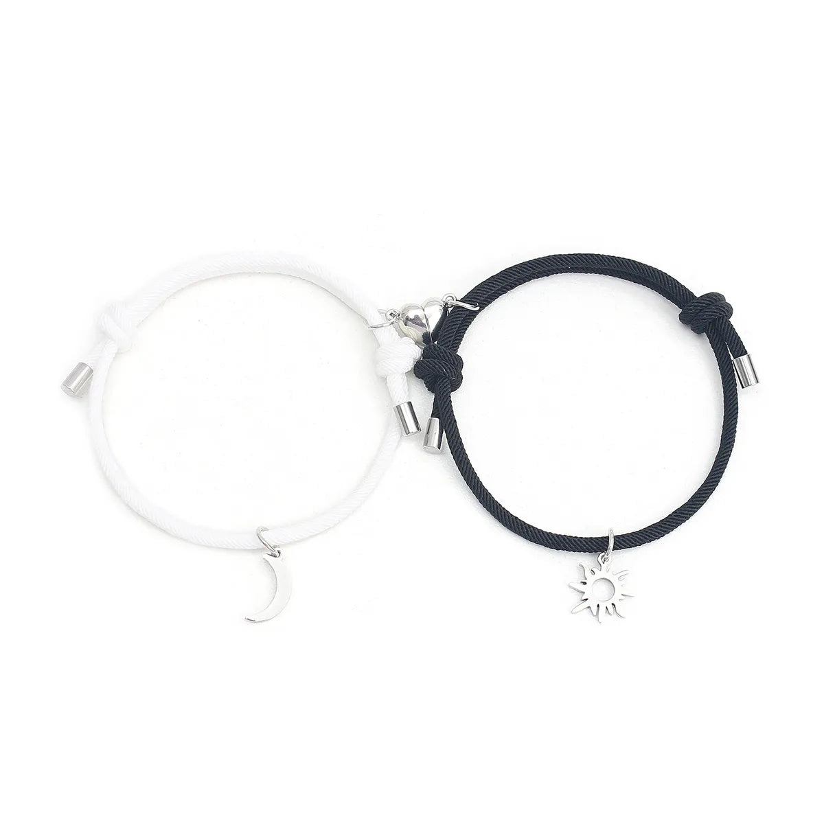 Love Magnet Sun Moon Bracelet Black and White Pair