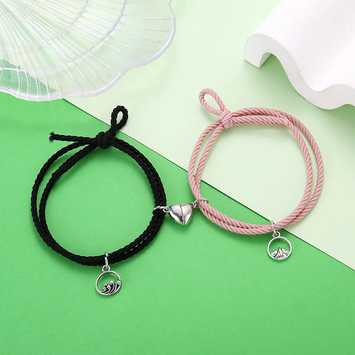 Rubber Band Love Landscape Black Pink Pair