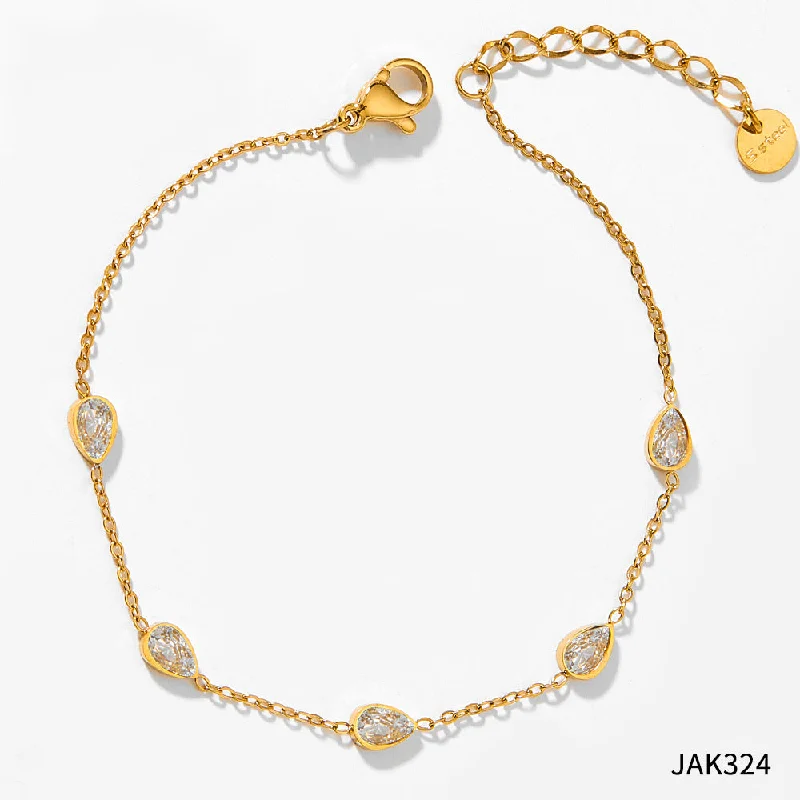 Jak324 Anklet Gold White Zirconium