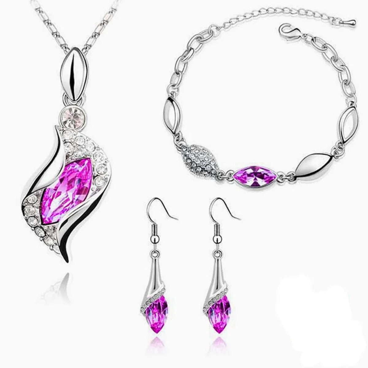 women's bracelets with silver-plated finish -Fashion Angel Elf Crystal Necklace Earring Bracelet Jewelry Set Wholesale